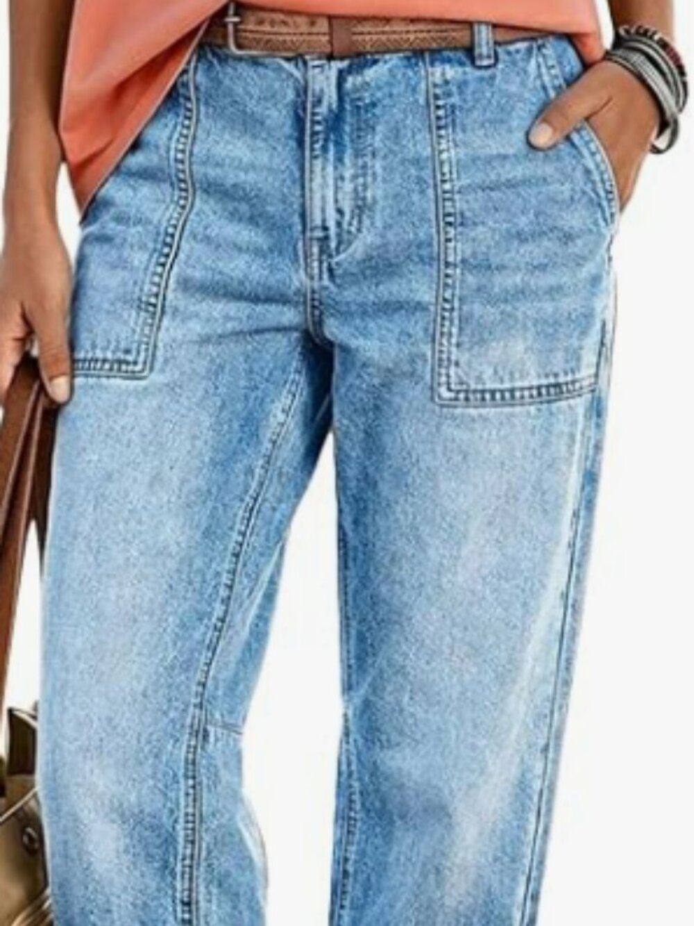 Flamingals Mid Rise Straight Leg Cropped Jeans for Women - XL